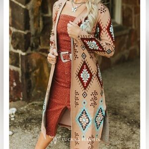 Khaki Aztec Cardigan